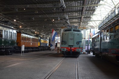 Photo of Utrecht, Netherlands - July 23, 2022: Electric locomotive on display at Spoorwegmuseum