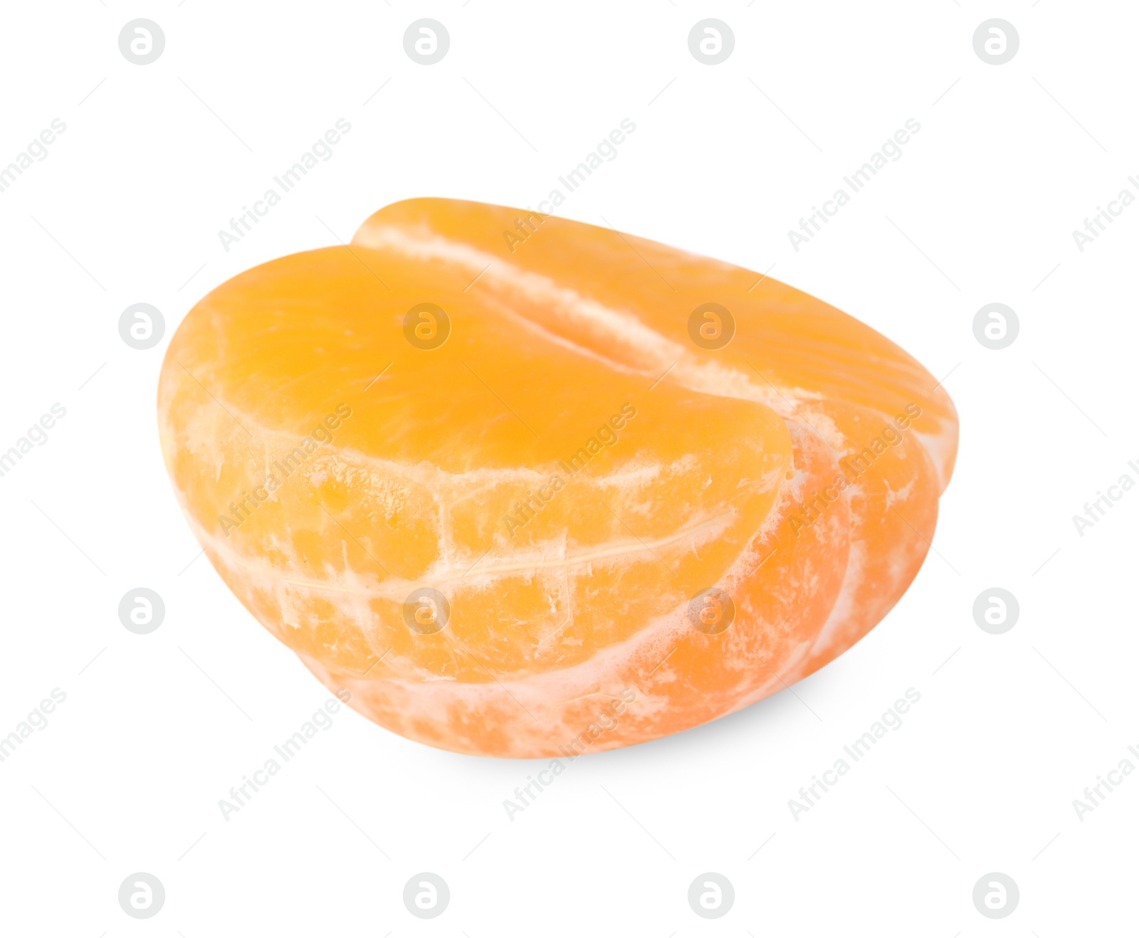 Photo of Pieces of fresh ripe tangerine isolated on white