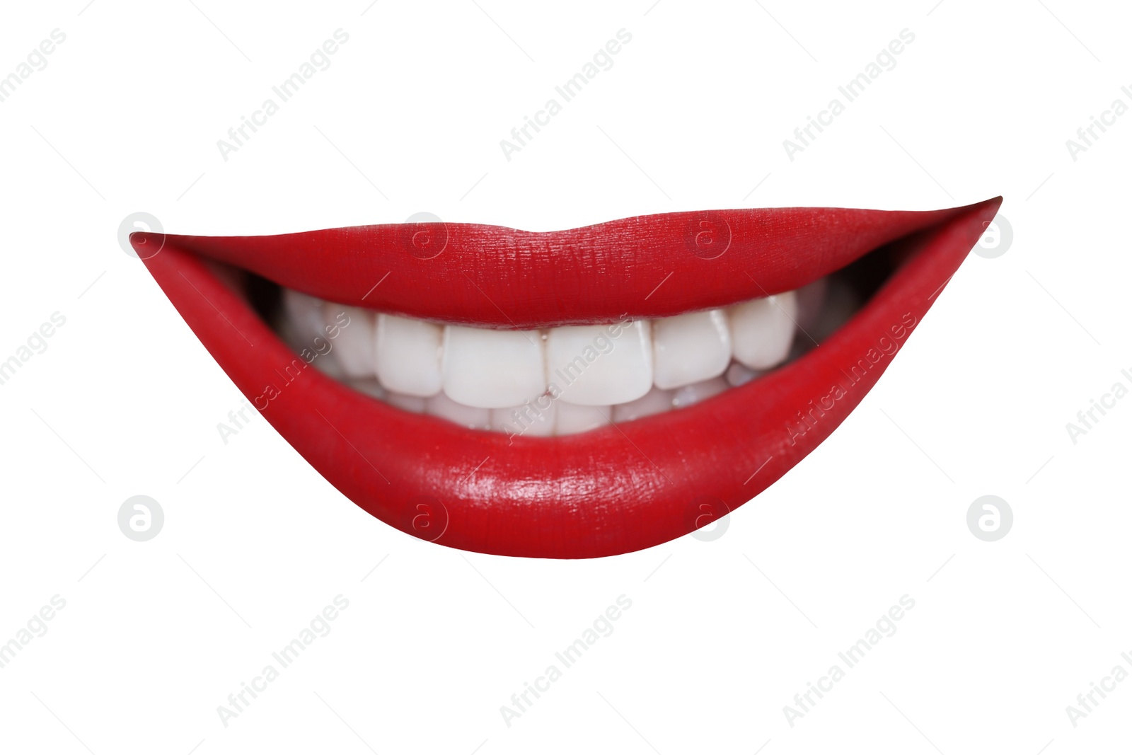 Image of Attractive lips with beautiful lipstick isolated on white