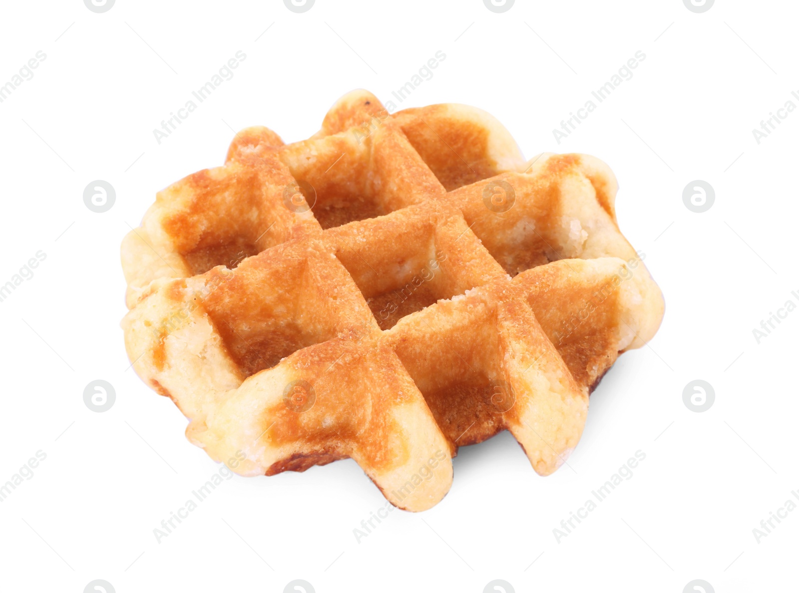 Photo of One delicious Belgian waffle isolated on white