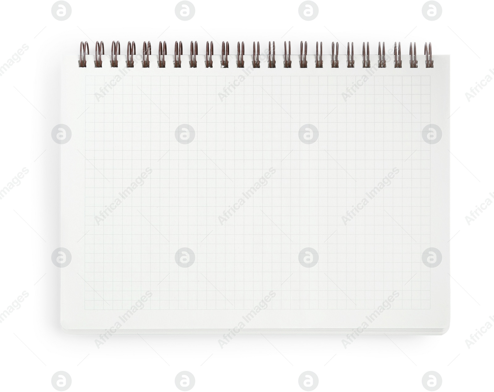 Photo of One notebook isolated on white, top view