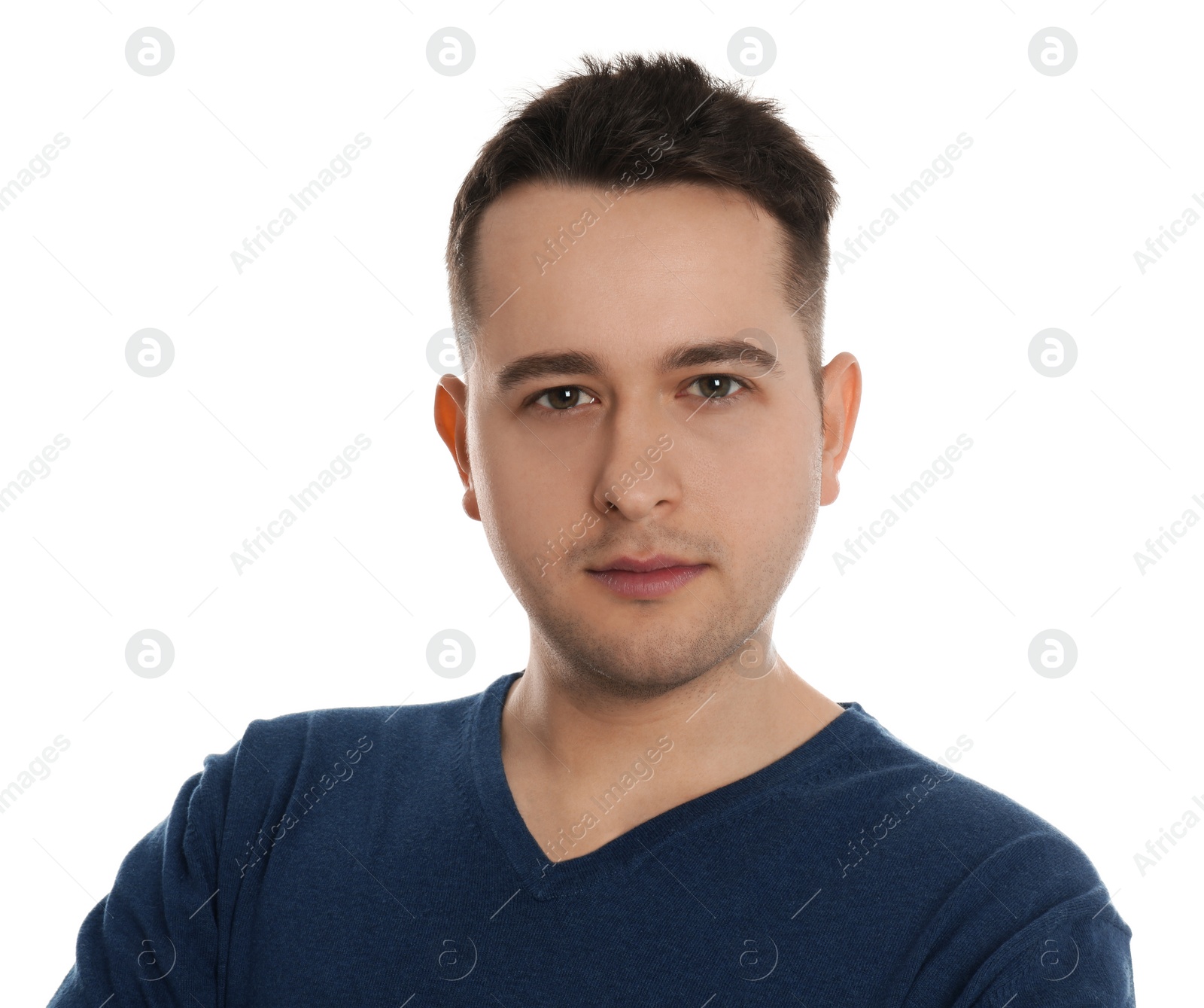 Photo of Portrait of young man on white background