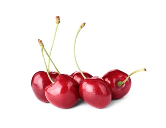 Photo of Delicious fresh ripe cherries isolated on white