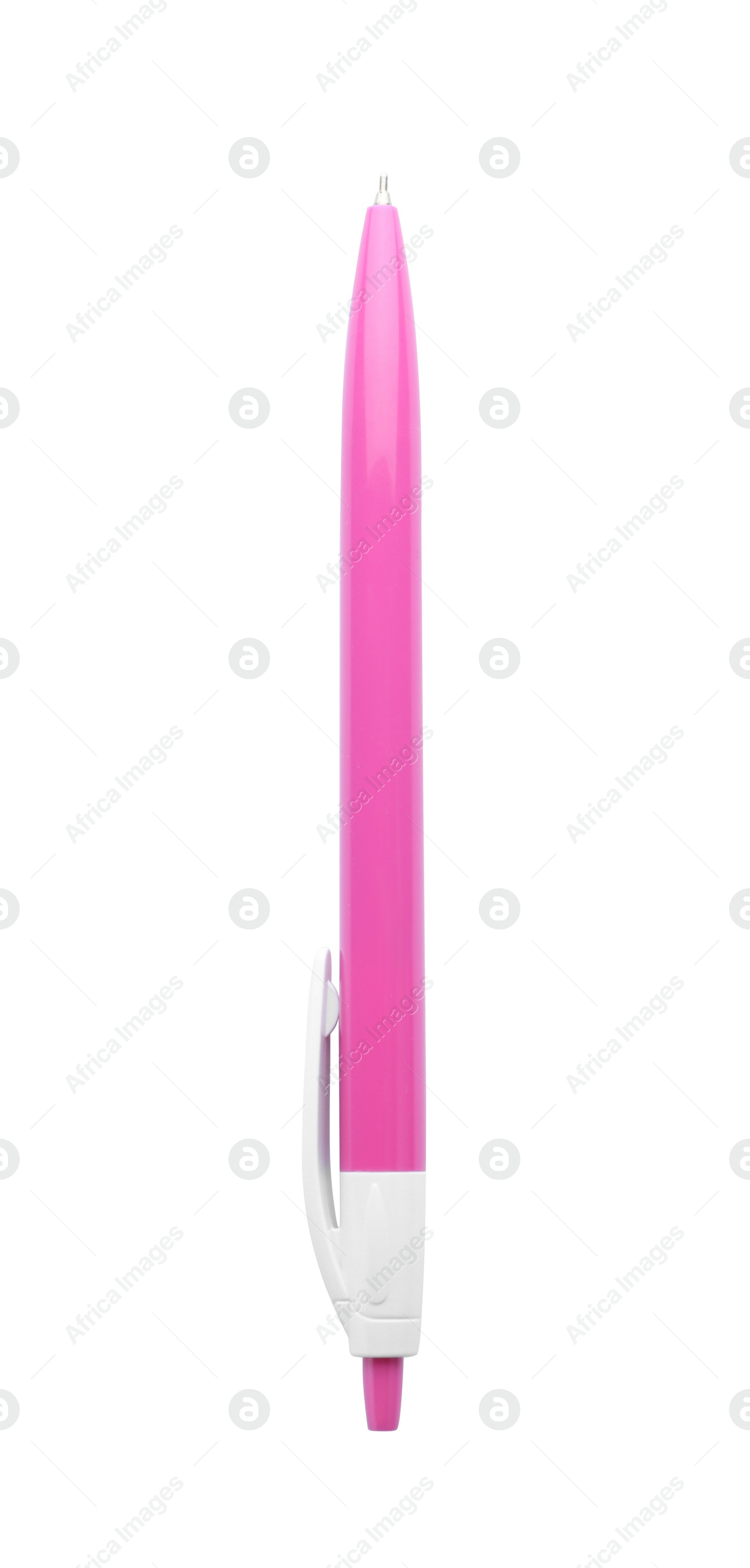 Photo of New retractable pen isolated on white. School stationery