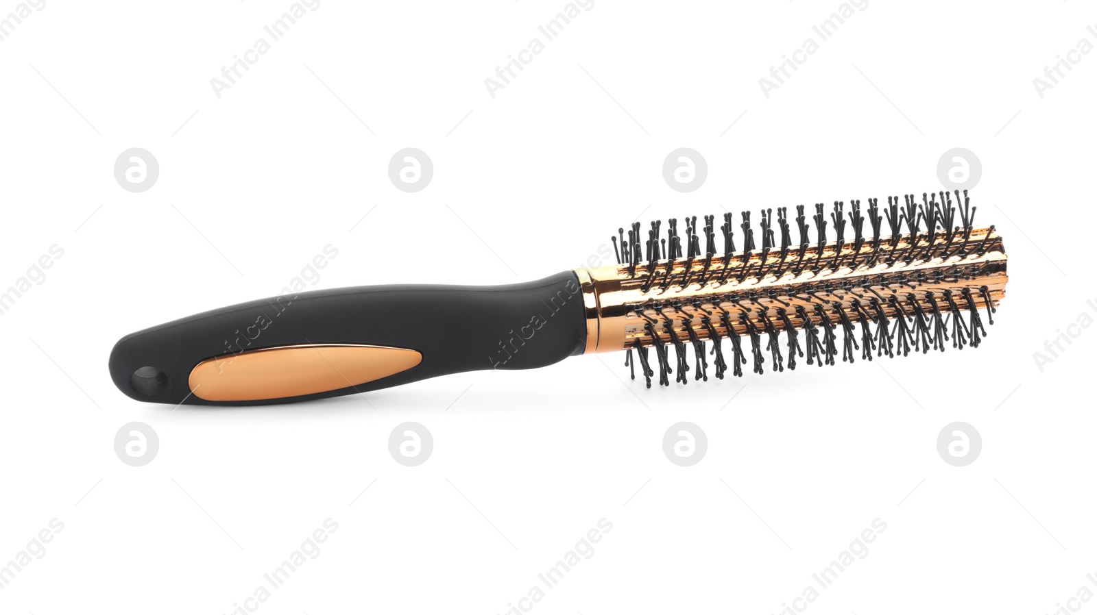 Photo of New round hair brush isolated on white