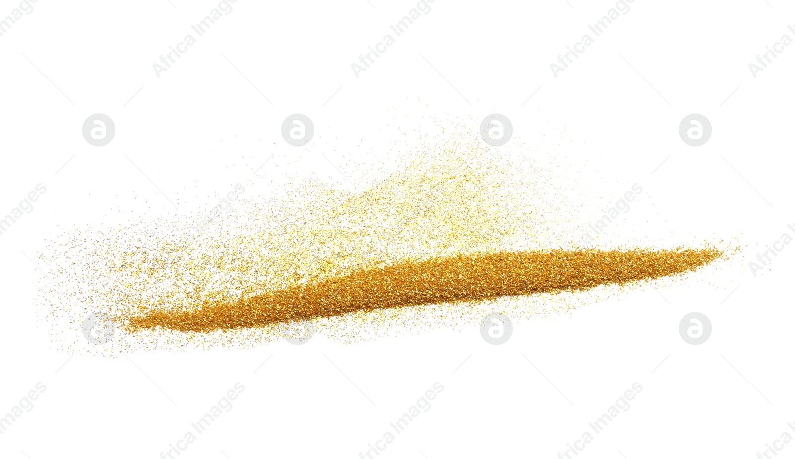 Photo of Golden glitter on white background, top view