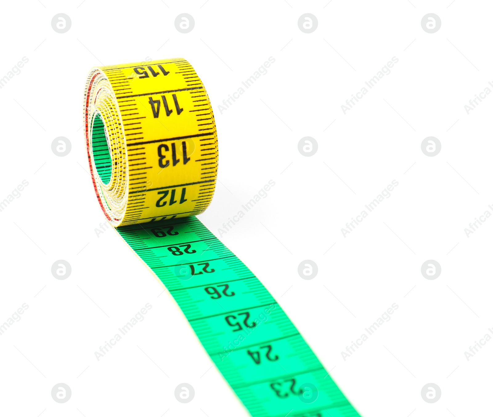 Photo of Measuring tape on white background