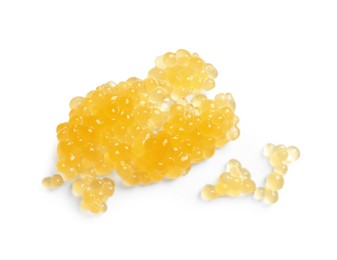 Photo of Fresh pike caviar isolated on white, top view