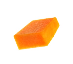 Photo of Piece of ripe orange pumpkin isolated on white