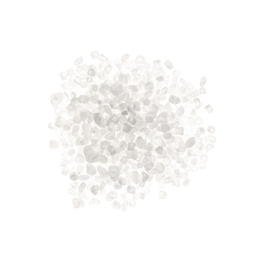 Photo of Pile of natural salt on white background, top view
