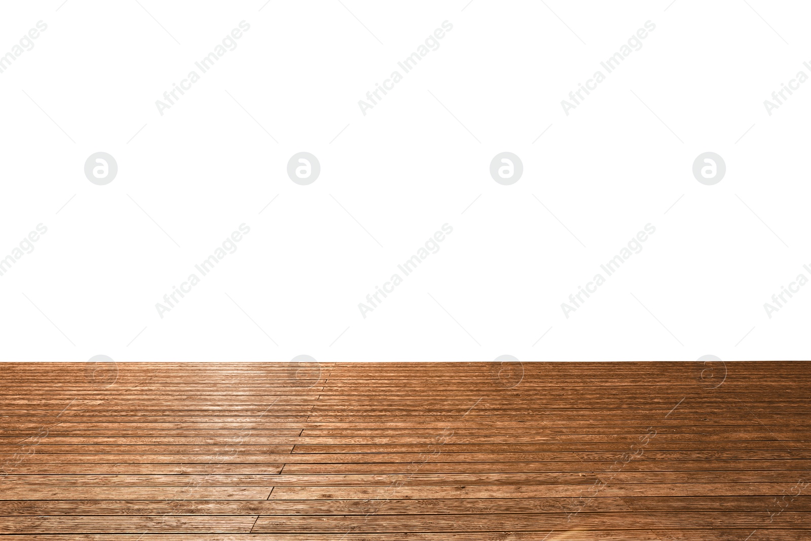 Image of Empty wooden surface isolated on white. Mockup for design