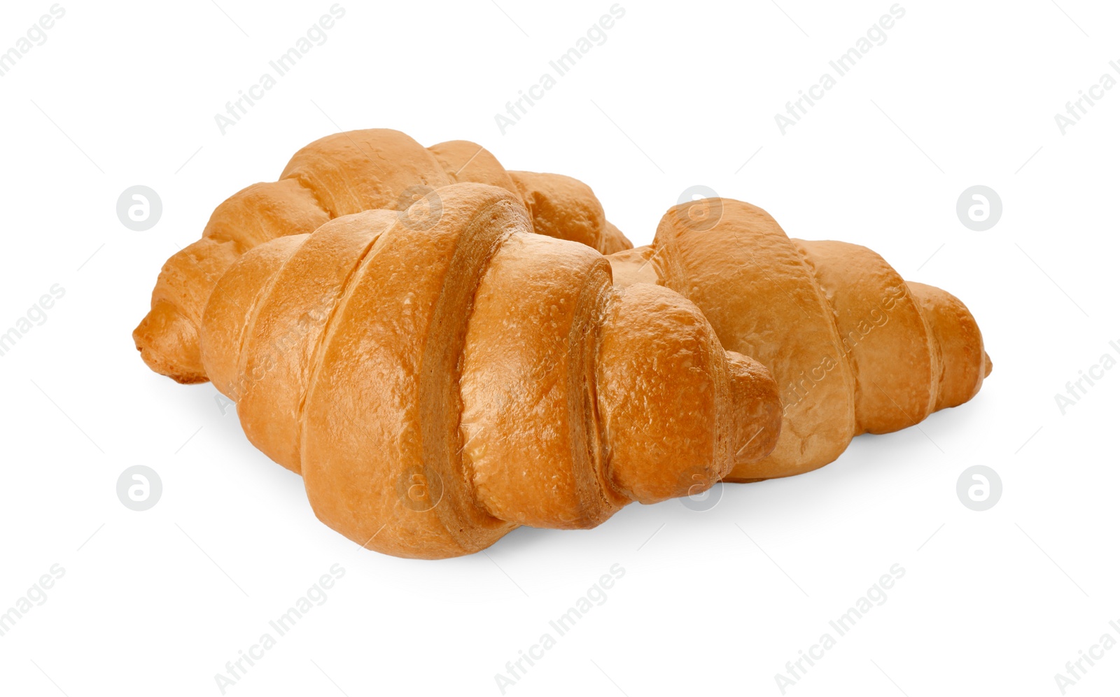 Photo of Delicious croissants isolated on white. Freshly baked pastries