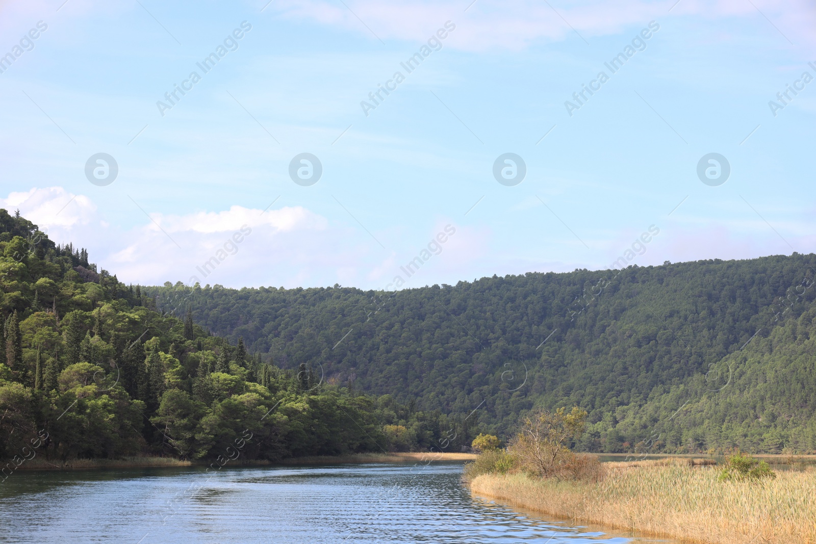 Photo of Picturesque view of beautiful river in mountains under sky
