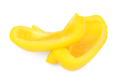 Cut yellow bell pepper isolated on white