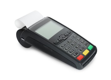 Photo of New modern payment terminal isolated on white
