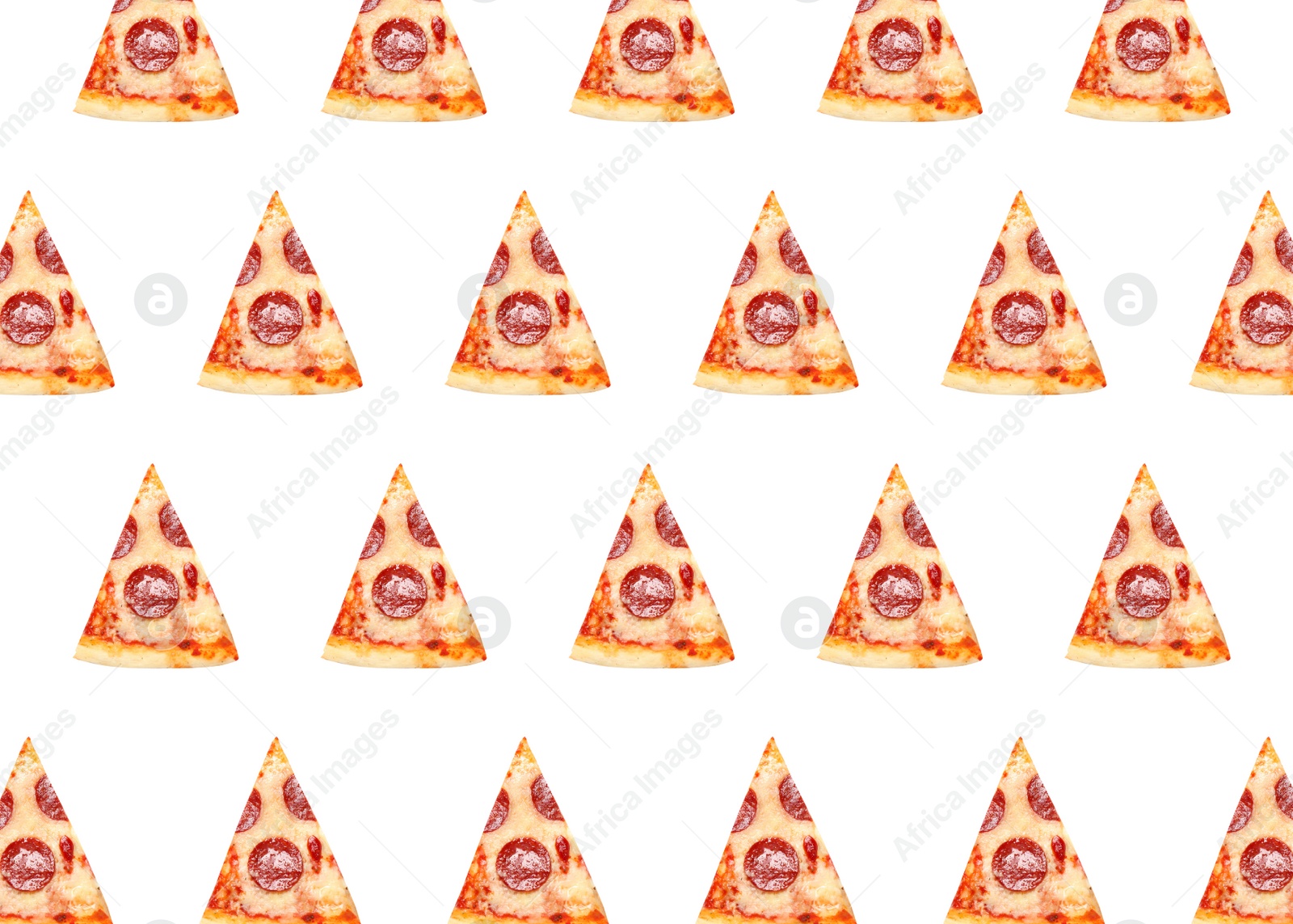 Image of Set with slices of tasty pizza on white background, top view