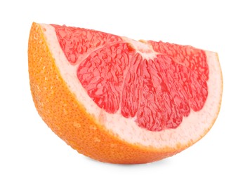 Cut ripe grapefruit isolated on white. Citrus fruit