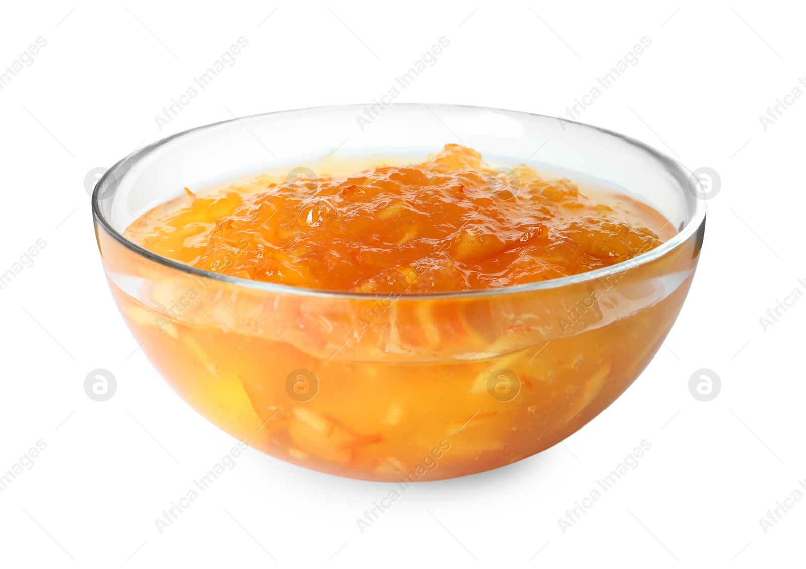 Photo of Delicious kumquat jam in bowl on white background