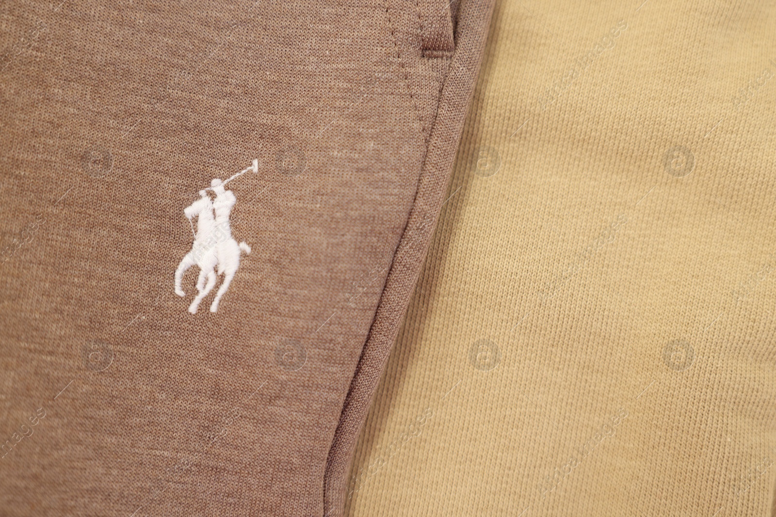 Photo of Leiden, Netherlands - December 6, 2023: Ralph Lauren logo on garment, top view