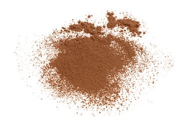 Cocoa powder on white background