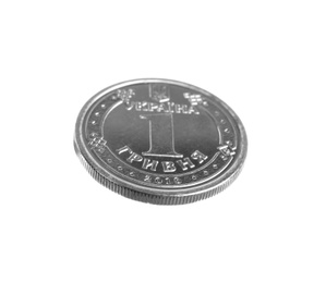 Ukrainian coin isolated on white. National currency
