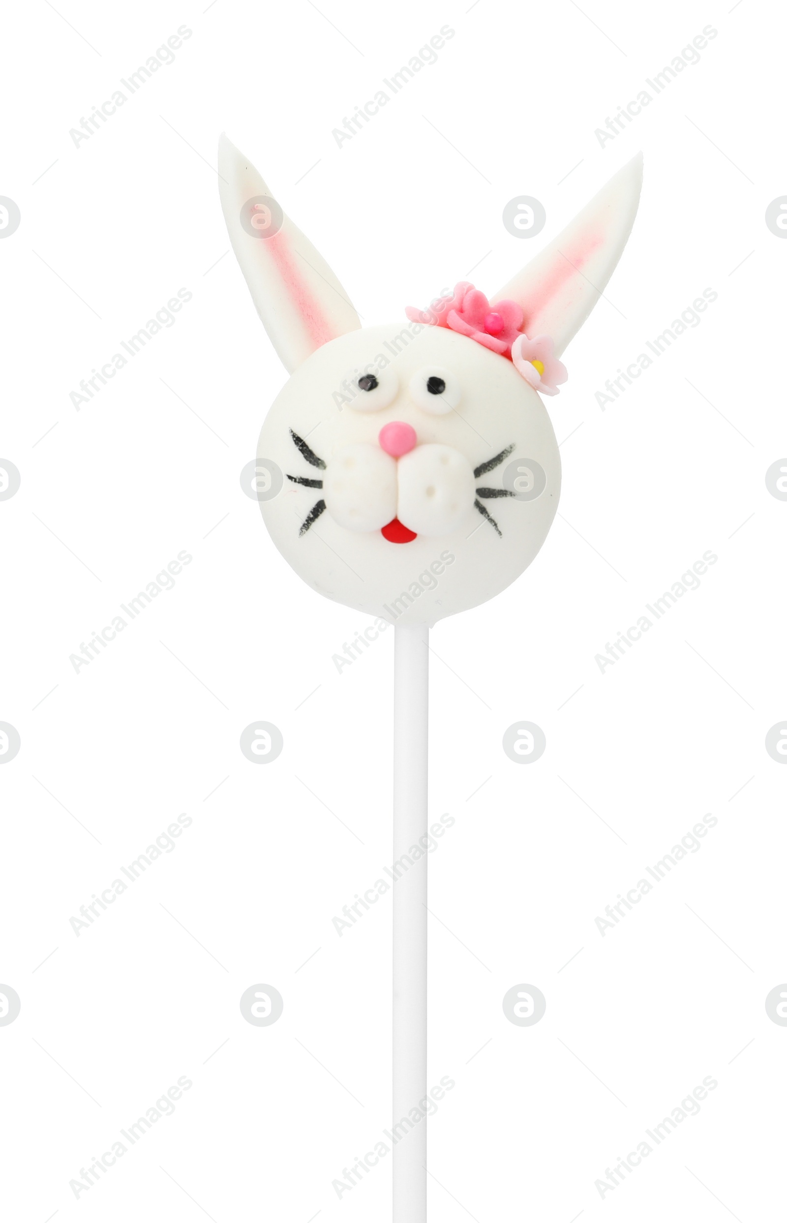 Photo of Delicious sweet cake pop isolated on white. Easter holiday