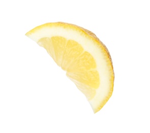 Photo of Cut fresh juicy lemon on white background