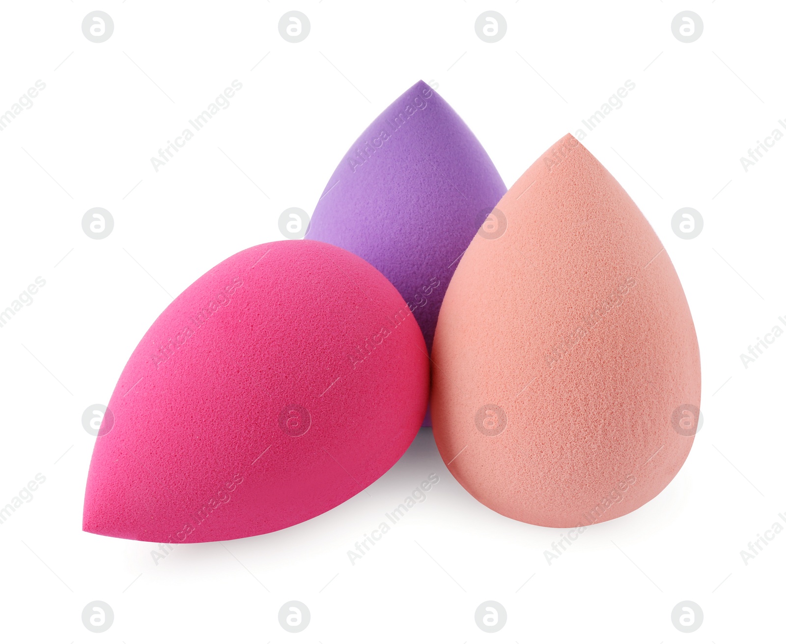 Photo of Many different make up sponges isolated on white