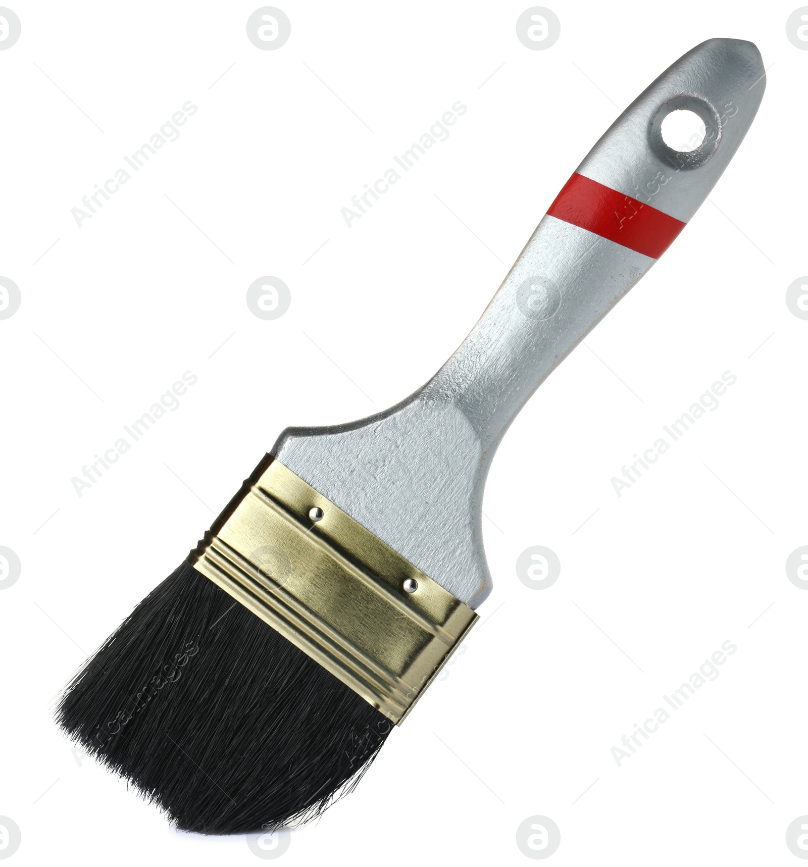 Photo of New paint brush on white background. Decorating tool