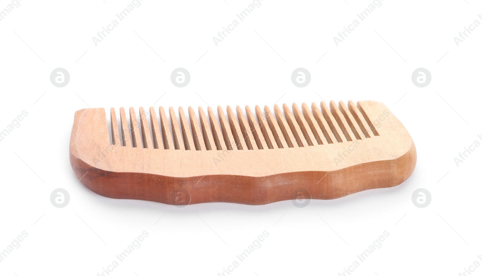 Photo of New wooden hair comb isolated on white