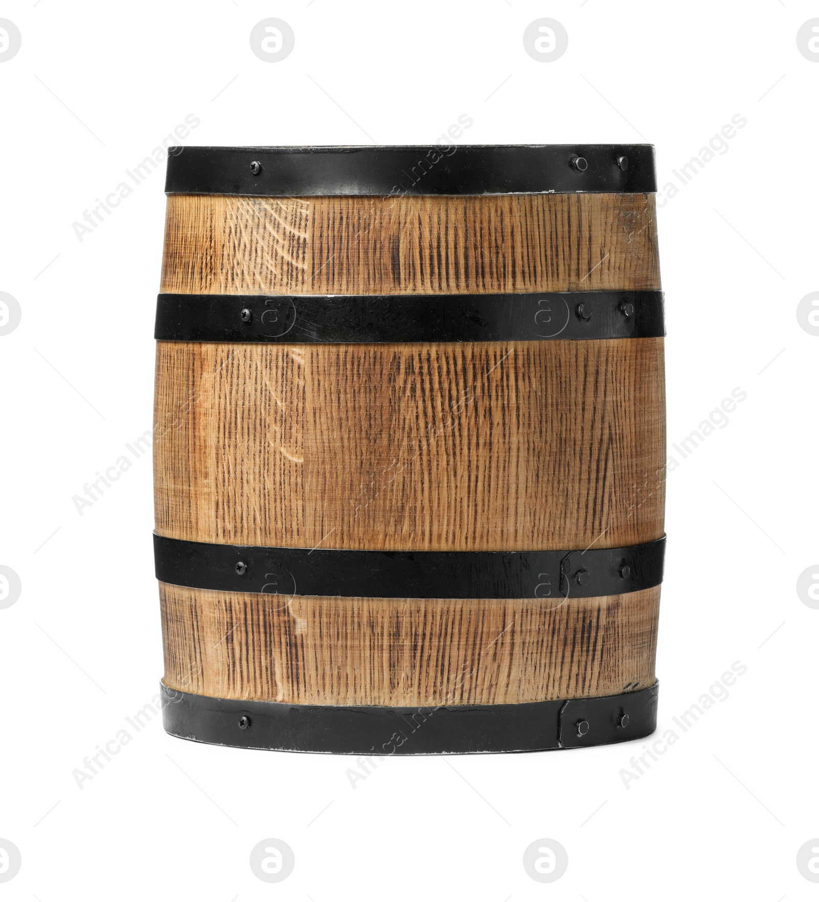 Photo of One traditional wooden barrel isolated on white