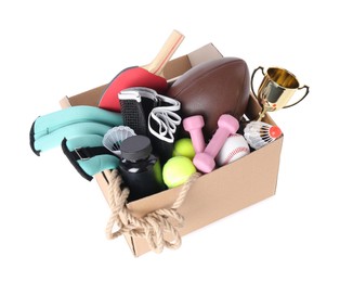 Photo of Box of unwanted stuff isolated on white