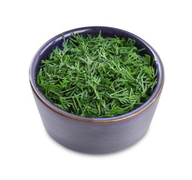 Fresh cut dill in bowl isolated on white