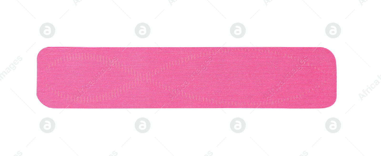 Photo of Pink kinesio tape piece on white background, top view