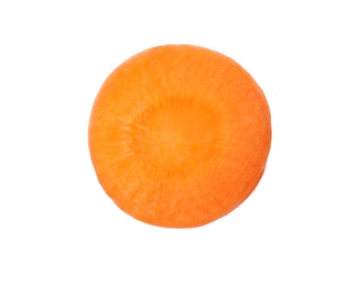 Photo of Cut fresh ripe carrot on white background