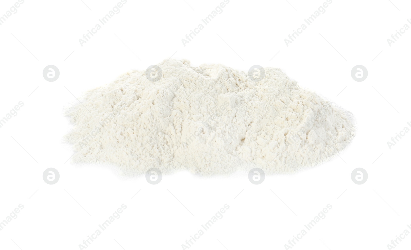 Photo of Pile of organic flour isolated on white