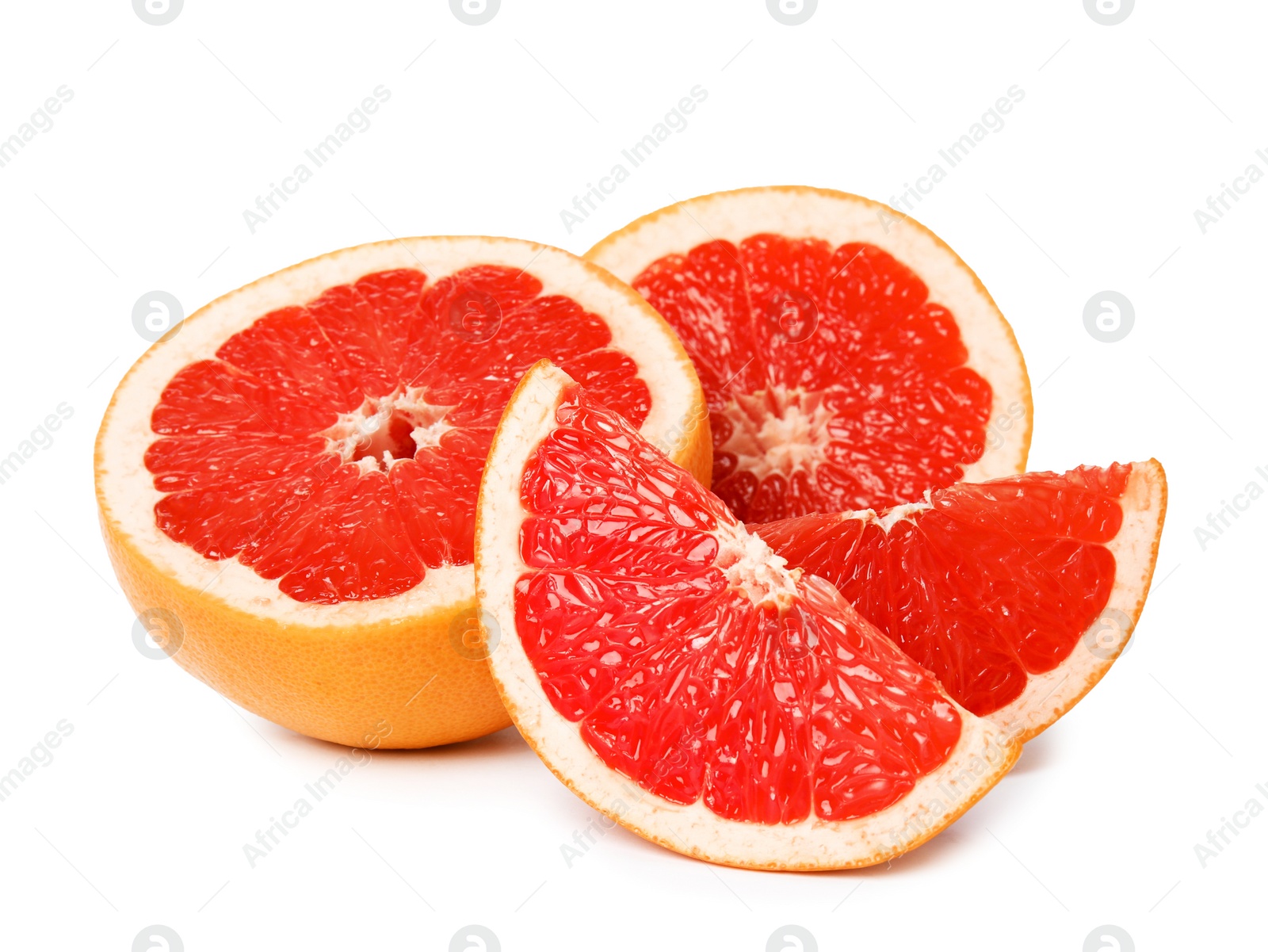 Photo of Ripe grapefruit on white background. Fresh fruit