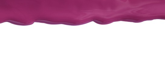 Purple nail polish flowing on white background