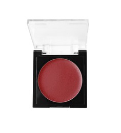 Photo of Cream lipstick palette refill isolated on white, top view. Professional cosmetic product