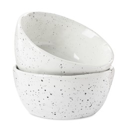 Photo of Beautiful empty ceramic bowls on white background