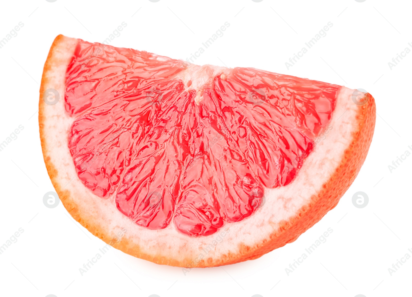 Photo of Cut ripe grapefruit isolated on white. Citrus fruit