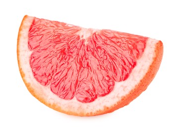 Cut ripe grapefruit isolated on white. Citrus fruit