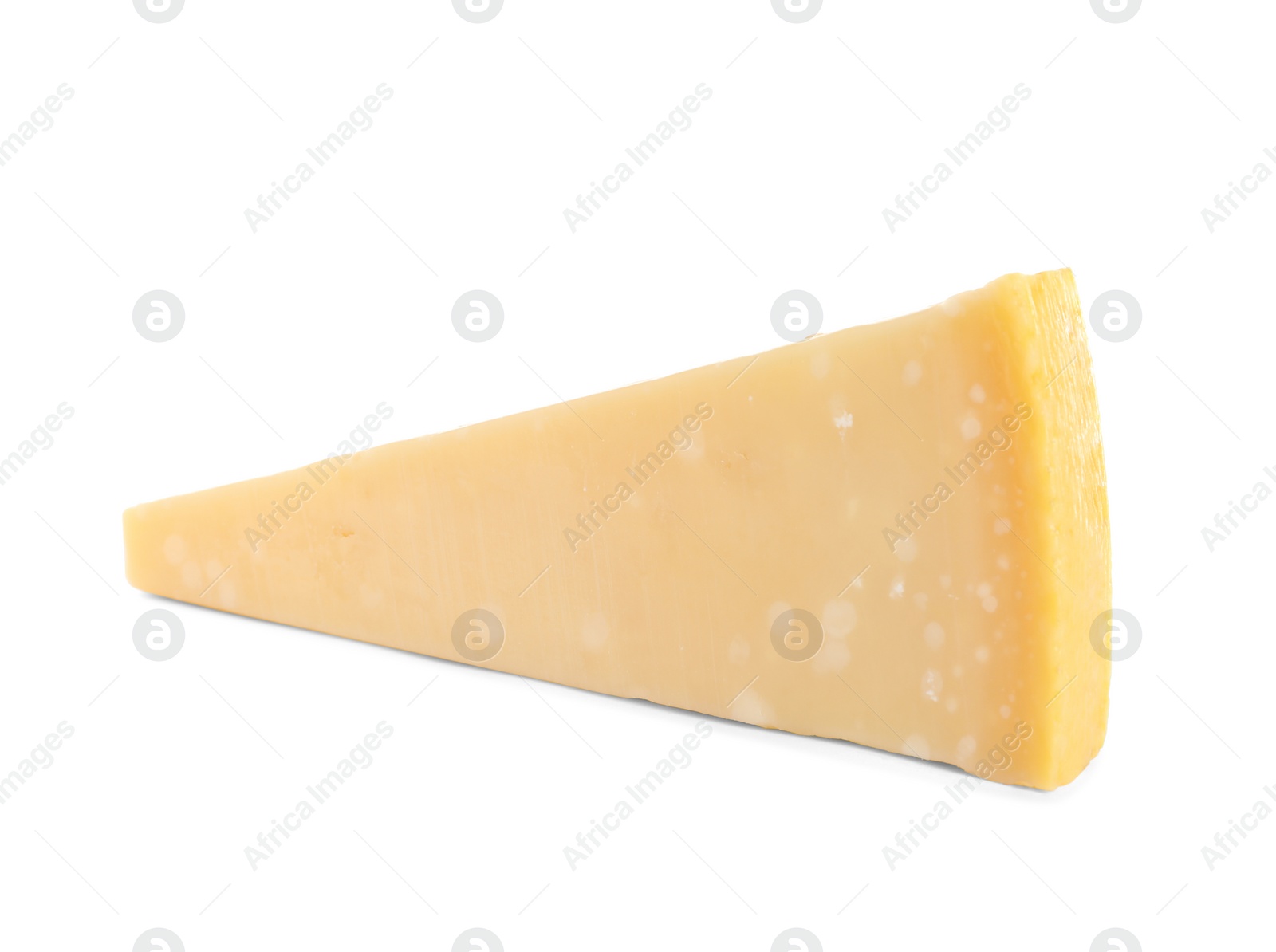 Photo of Piece of tasty parmesan cheese isolated on white