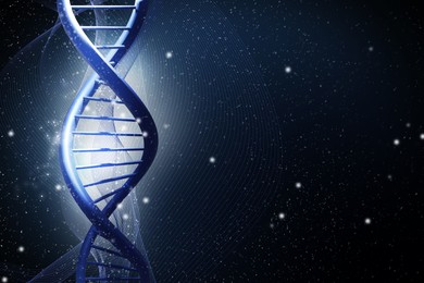 Illustration of Structure of DNA on dark background, space for text. Illustration