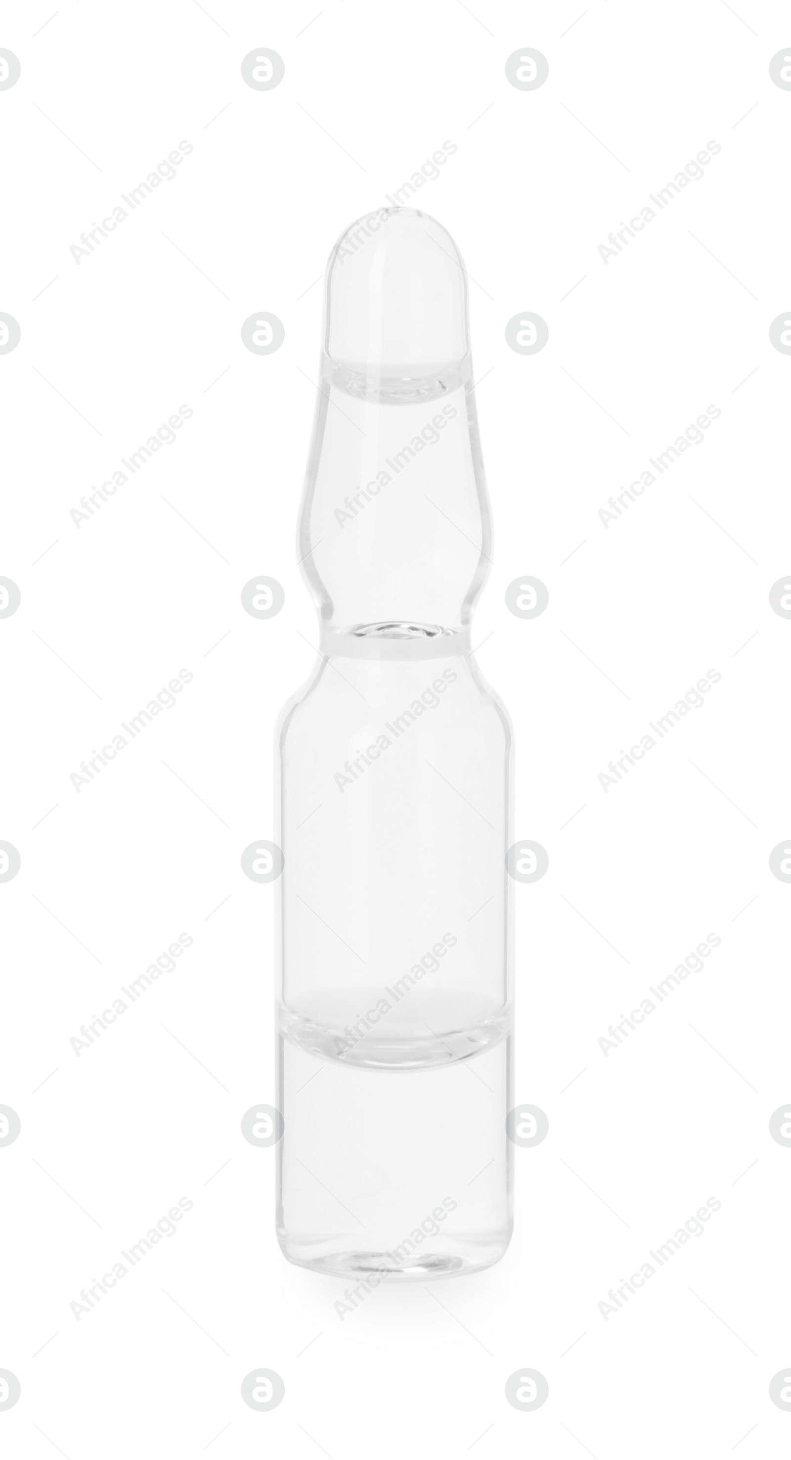 Photo of One glass ampoule with liquid isolated on white