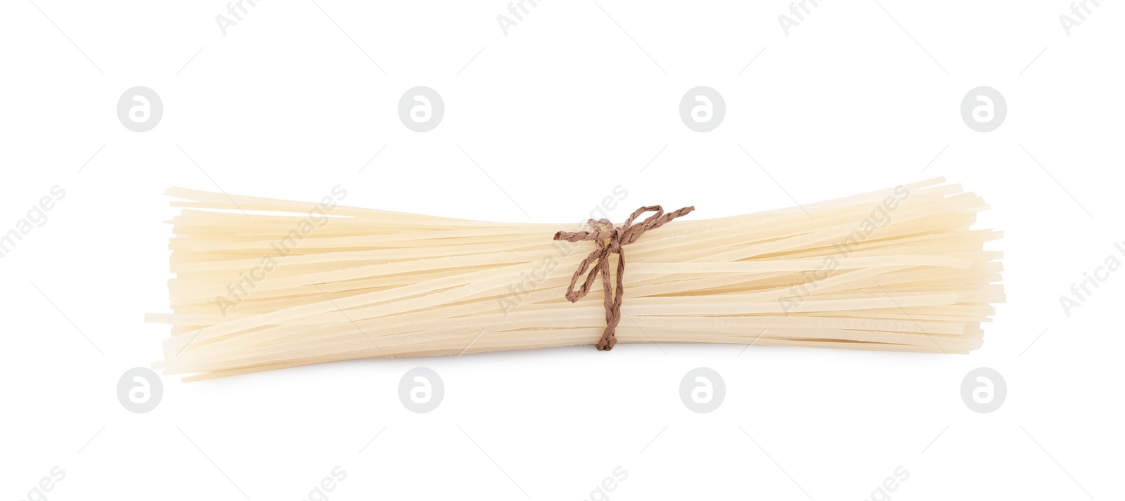 Photo of Bunch of dried rice noodles isolated on white