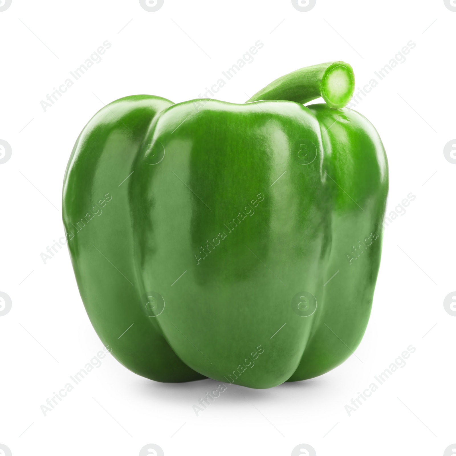 Photo of Ripe green bell pepper on white background