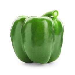 Ripe green bell pepper on white background