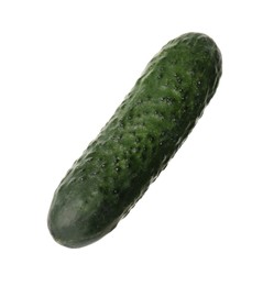 Photo of Fresh ripe green cucumber isolated on white