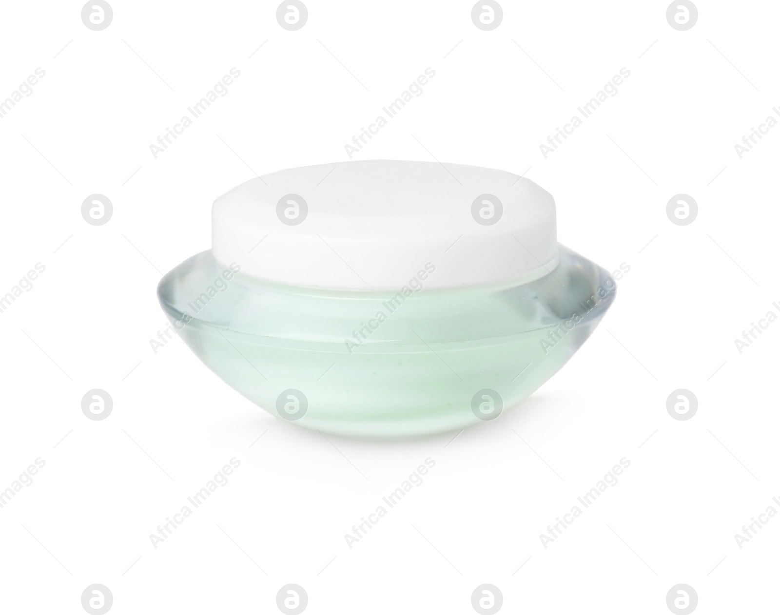 Photo of Jar of cosmetic product on light background